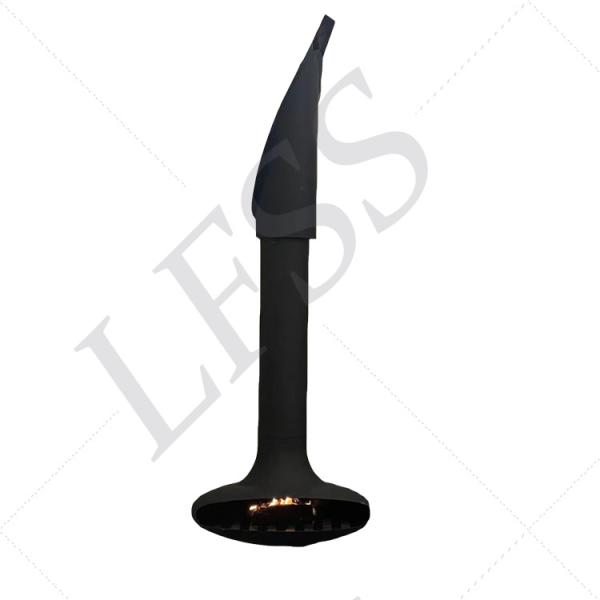 Suspended wood burning gas fireplace suspended indoor steel custom black paint decorative fireplace