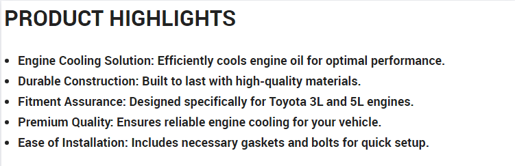 Aftermarket Construction Machinery Parts Oil Cooler 15710-54050 15710-54030 for Engine 4M40  for Toyota  3L 5L