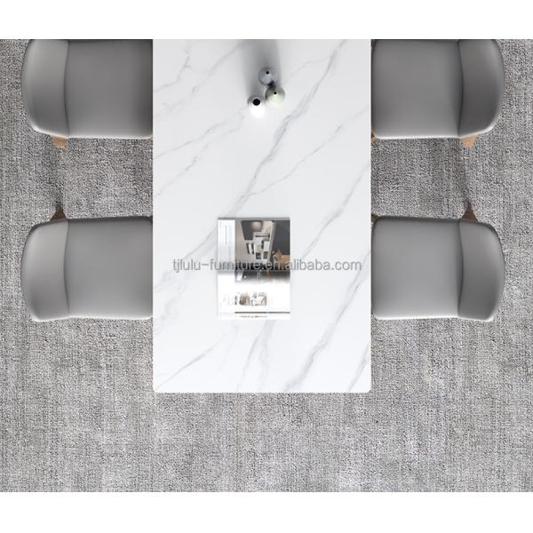 Marble Top Wood Dining Table Set for Kitchen and Dining Room in Modern Design