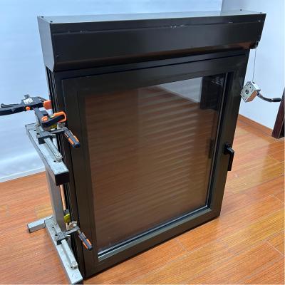 Tilt And Turn Thermal Break Aluminum Window  Manual Roller Shutter Double Tempered Glass
