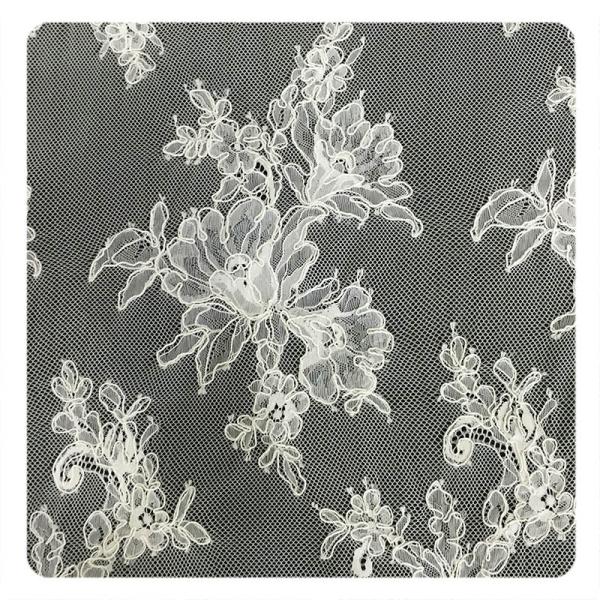 Ivory Eyelash Chantilly Lace Trim , Bridal Cream Cord Lace Fabric