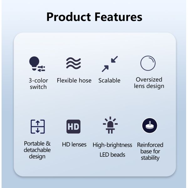Adjustable Large Light Magnifier Multi-Angle Floor Standing with Height Adjustment for Home and Office Multiple Scenarios