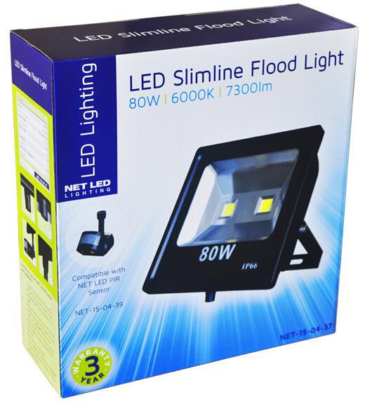 80W SlimLine Flood Light Epistar COB Waterproof LED Flood Lights Waterproof  White 6000K
