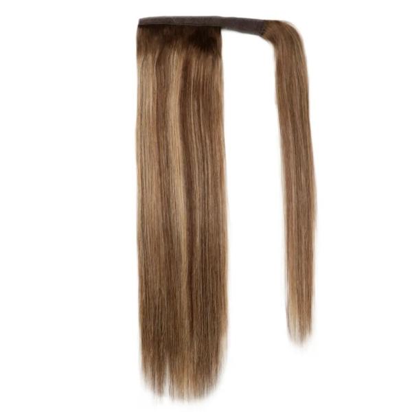 US Customized Human Hair Ponytail Long Straight Hair Piece with Wrap Around Design