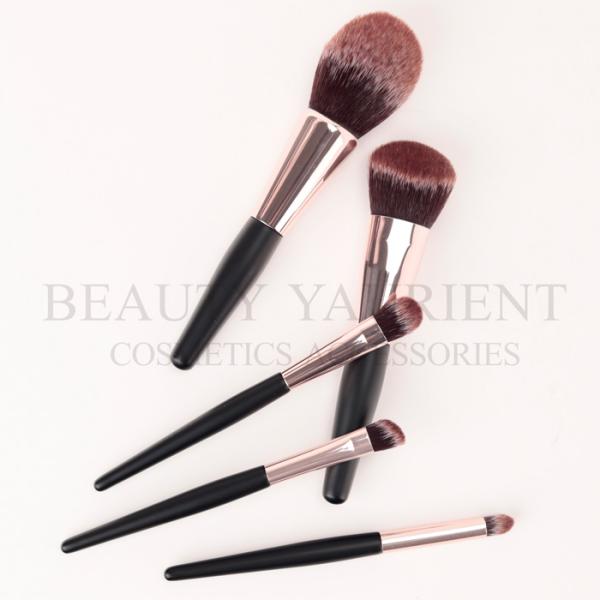 Rose Gold Ferrule Short Mini Makeup Brush Set 3tone Hair Wood Makeup Brush kit