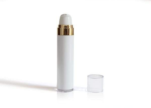 Recycle Elegant Solid White Airless Cosmetic Bottles Silkscreen Printing Surface