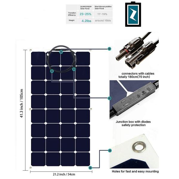 Panel solar mono flexible de 18V 150W 160W 200W 300W 350 Watt Panel solar de energía solar
