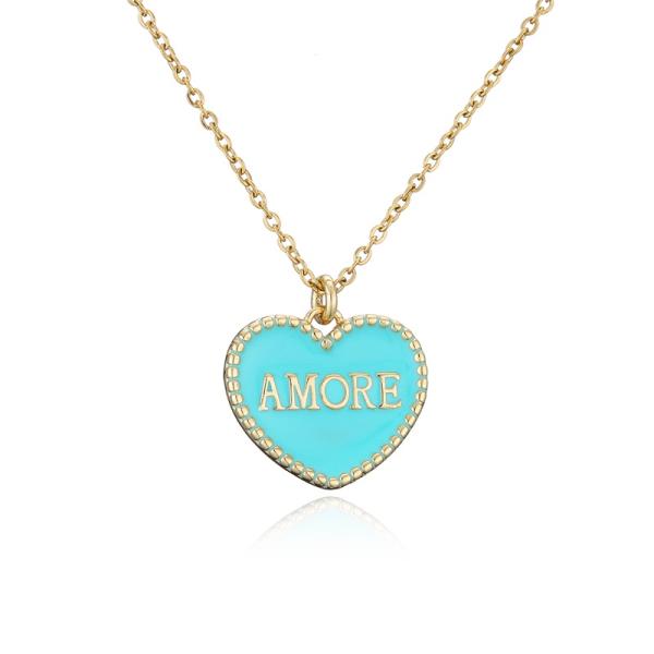 14K Heart Letter Pendant Necklace