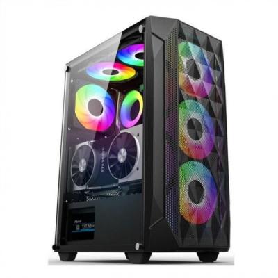 ETEK - ATX/Matx Case de computador Painel de vidro temperado em lado Prensado de malha Painel frontal de suporte Radiador resfriado a água