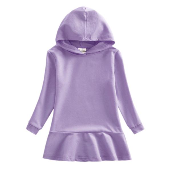 Das crianças feitas sob encomenda do vestido do algodão das meninas da roupa do vestido das crianças vestido encapuçado da camiseta