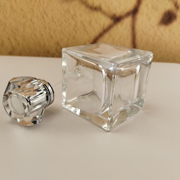 Clear Frosted Flat Square Empty Glass Perfume Bottle 15ml 30ml 50ml 60ml with Glass Cap