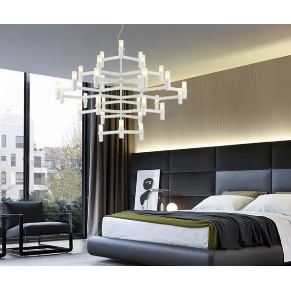 Crown Major Pendant lamp Nordic Tube chrome chandelier  Crown Plana Mega Pendant（WH-AP-637）