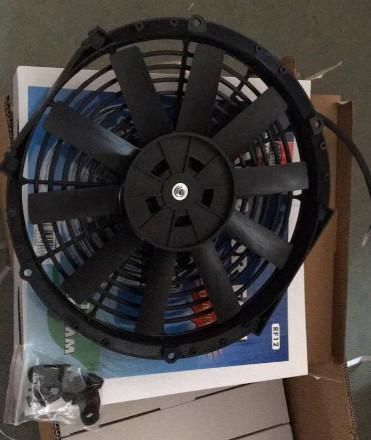 Plastic 11 Inch Universal Radiator Cooling Fan Black Color 12v With Straight Blade