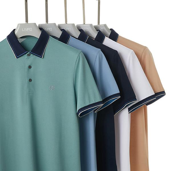 Botão Polo Camisa de Manga Curta de Homem Logotipo de bordado de algodão Wingllar Homens de Negócios
