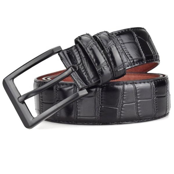 Flat Neutral Pu Leather Belts 110cm Zinc Alloy Belt Buckle Men