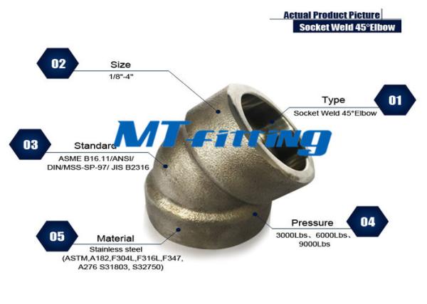 ASME B16.11 F316H/316L forjou os encaixes de tubulação de alta pressão/cotovelo de aço inoxidável