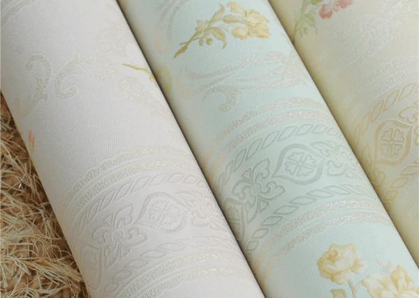 PVC 3D Cheap Discount Wallpaper / Country Style Wallpaper With Rose Pattern , 0.53*10M