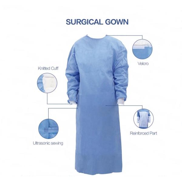 Sterile Disposable Reinforced Surgical Gown Breathable Fluid Repellent CE Approved