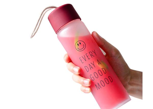 Garrafa de água de vidro inquebrável magro 400ML resistente ao calor com cordão portátil