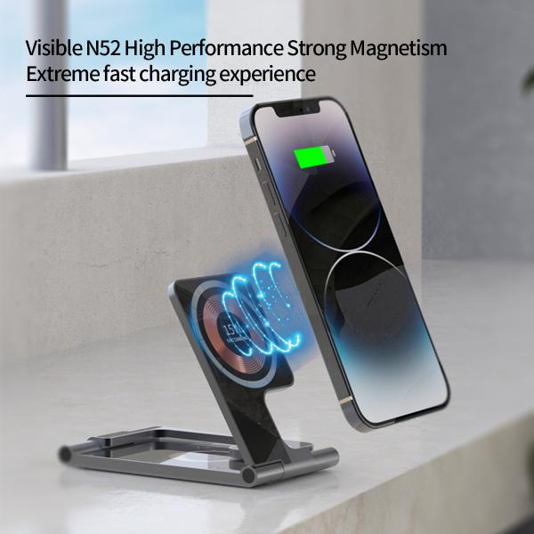 4 In 1 Aluminum Body Foldable Magnetic Wireless Charger Stand 15W Fast Charging