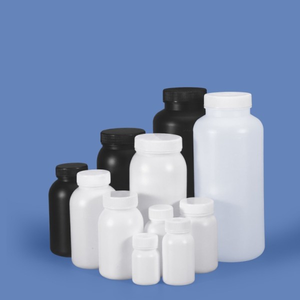 HDPE Wide Mouth Round Plastic Bottle 50ml-2L for Powder Granules Chemical Reagents and Organic Solvents Custom Logo