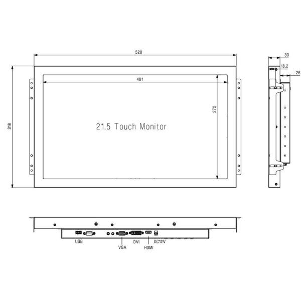 Waterproof 21.5inch Infrared Touch Monitor Screen For Kiosks 10 Points Multi Touch