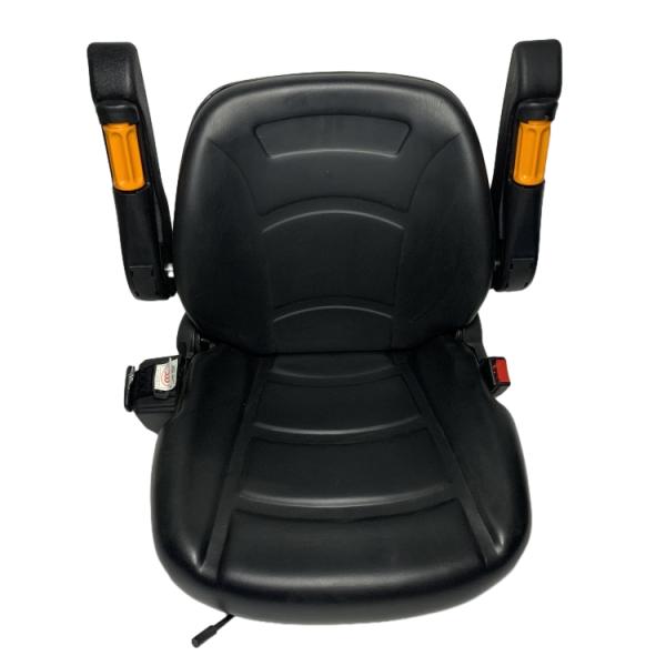 Black PU Leather Forklift Seat with Micro Switch Armrests and 1 Year Warranty