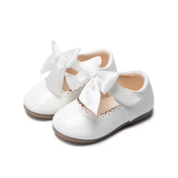2023 New Stylish Leather Bow Cute Sweet Flat Dancing Princess Baby Girl Shoes