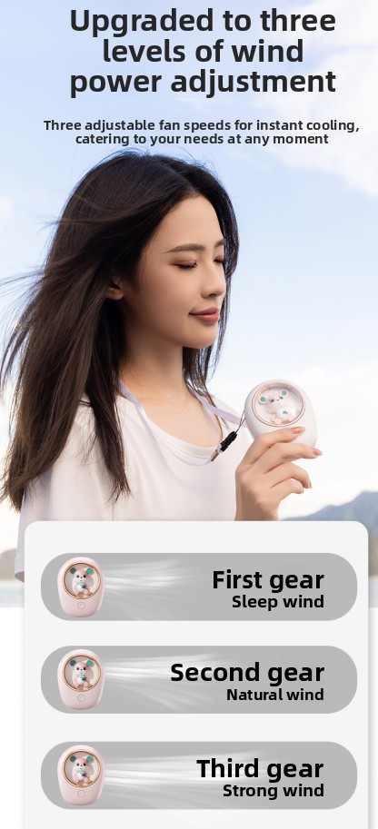 High Capacity Battery Hanging Neck Fan With Humidify Function And USB Powered