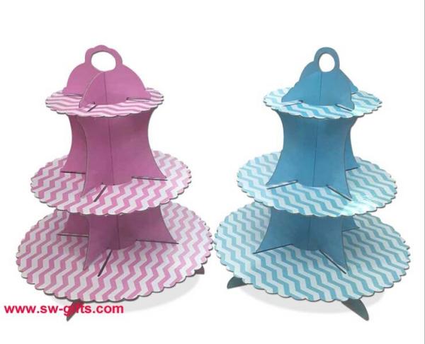 Fashion Colorful Design 3 Tier Paper Cardboard Cupcake Stand,Wholesale Wedding Cake Stand