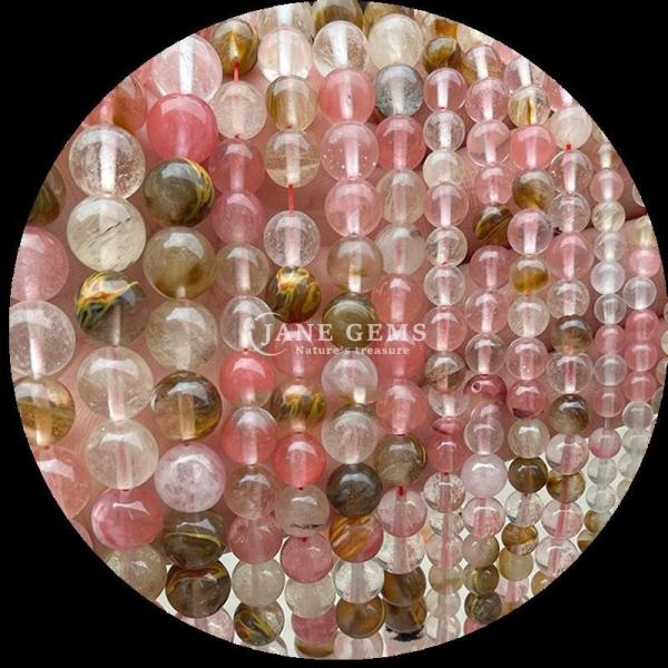 Perles de forme ronde Perles de pierre précieuse naturelle Perles de rhodonite polie Franges de perles lâches pour des collections de bijoux exquis