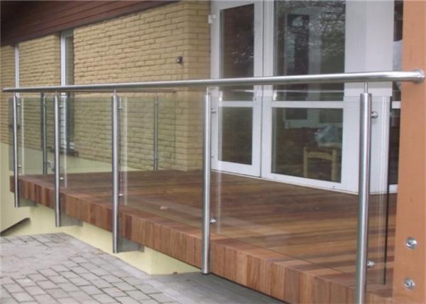 Side Mount Glass Balustrade Stainless Steel Handrails , Steel And Glass Stair Railing