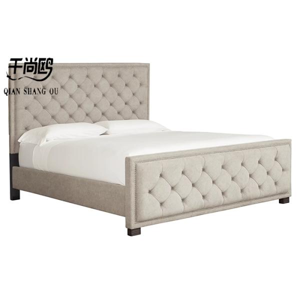 Luxury Tall Upholstered King Size Bed Button Metal 137*203cm 153*203cm