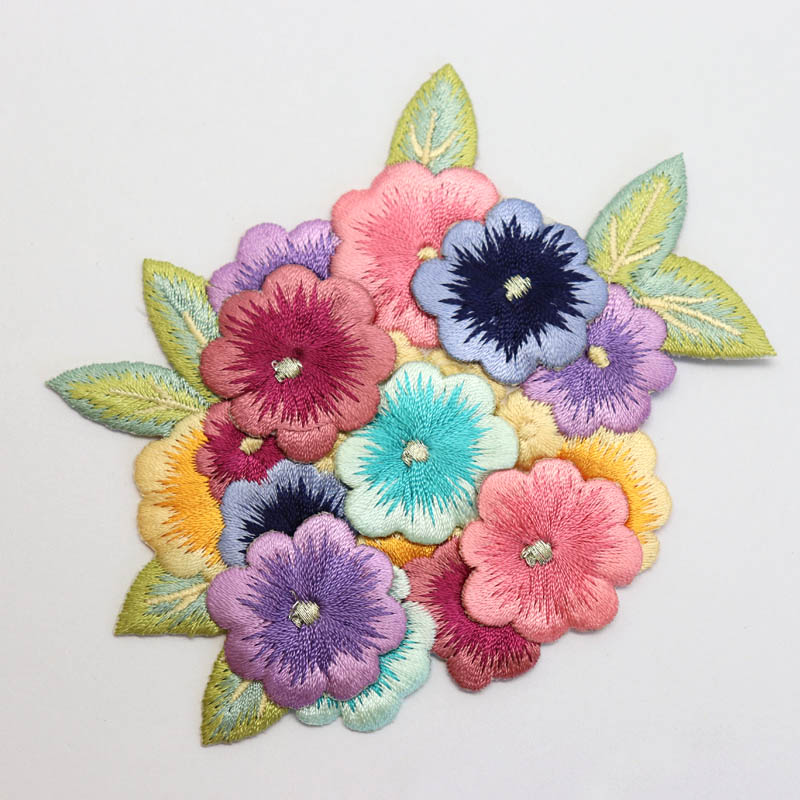 Three-Dimensional Applique Flower Embroidery Badge Flower Patches for Clothes