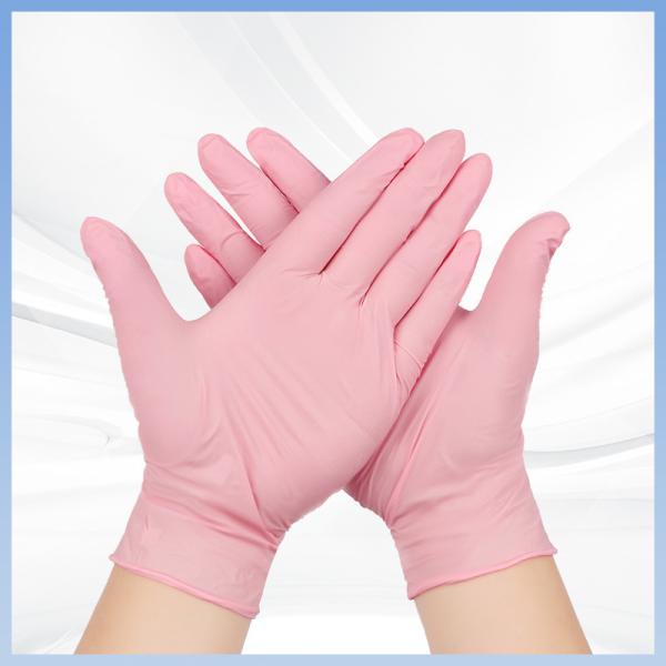 Luvas dentais cor-de-rosa da segurança do nitrilo da transformação de produtos alimentares das luvas do exame
