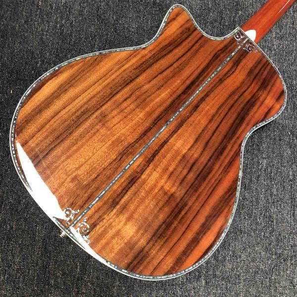 Custom Solid KOA Wood Top OM Body Shape Life Tree Inlay Acoustic Guitar Wood Pickguard