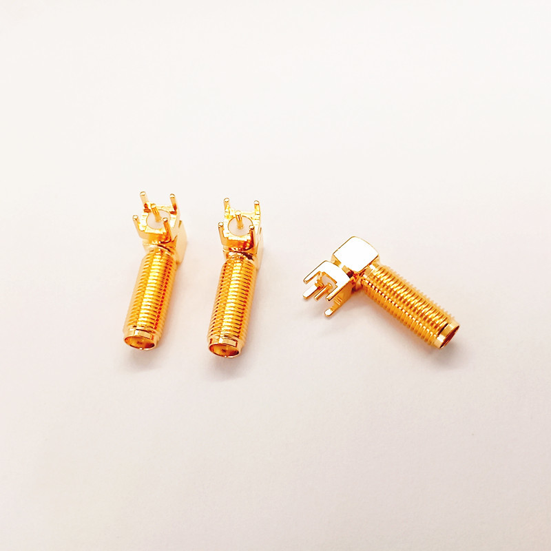 Gold-plated brass SMA Female Right Angle PCB Connector DC-6GHz RF Coaxial