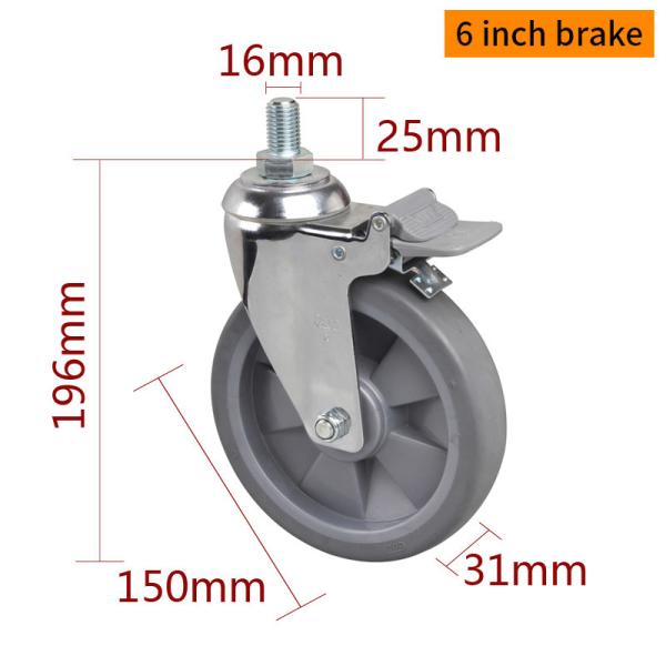 6 Inch Industrial Casters And Wheels 110kg Load Chrome Coating 5726S-57