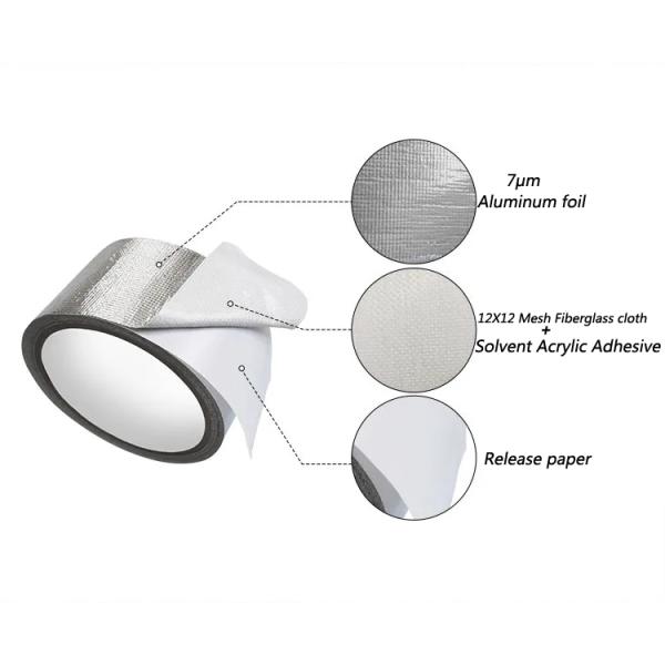 HVAC Aluminum Foil Tape Solvent Acrylic Self Adhesive High Temp Aluminum Tape