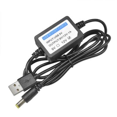 Black Dc 5v To Dc 12v 1a 2.1x5.5mm Usb Converter Cable Length 1m