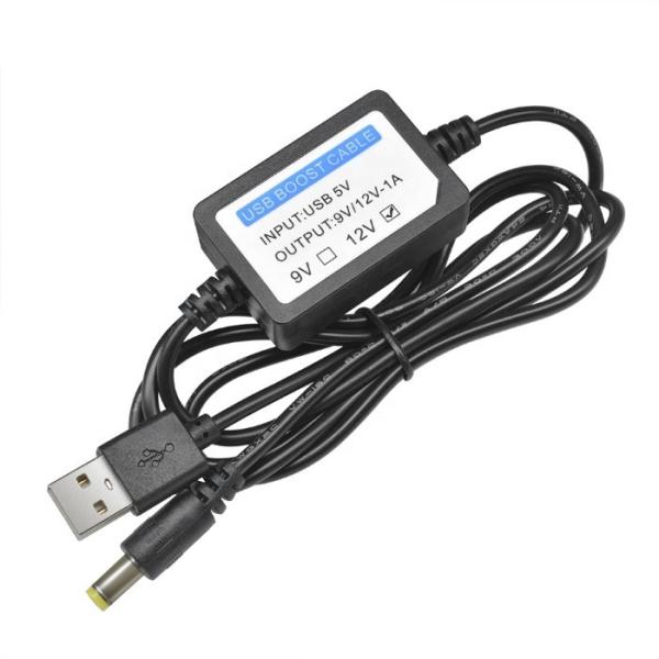 Black Dc 5v To Dc 12v 1a 2.1x5.5mm Usb Converter Cable Length 1m