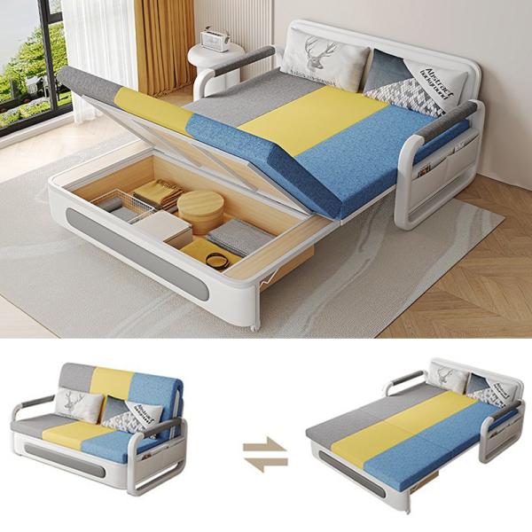 Apartment Folding Sofa Bed with Armrest Simple Couch Storage Space Heavy Duty