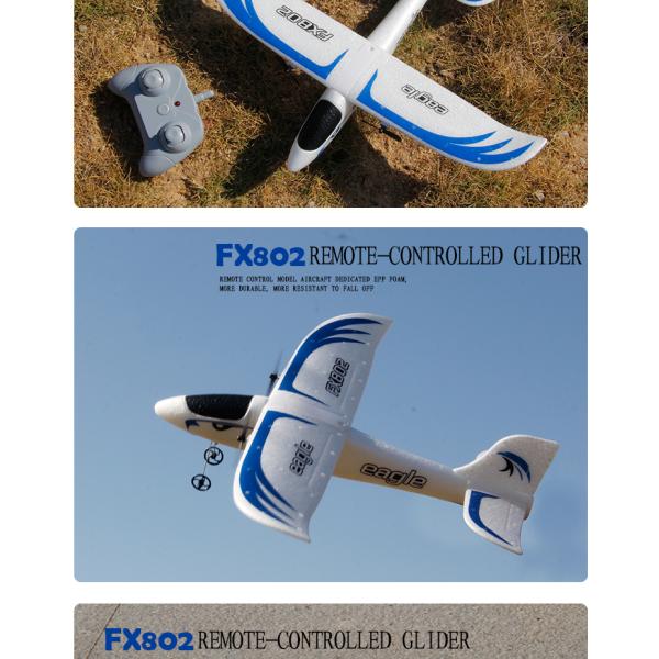 Design Fx802 Rc Eagle Glider Aircraft Automatic Balance Fighter Epp Anti-collision Foam 2.4g 2ch Flying Model Plane Toy
