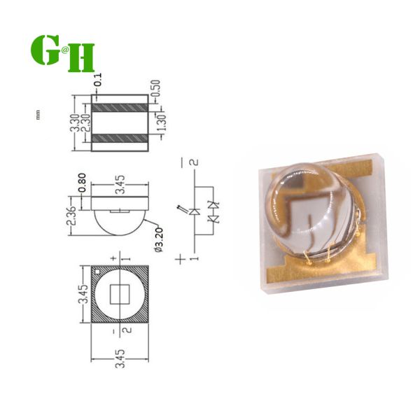 Operating temperature minus 40 degrees Celsius to 85 degrees Celsius 850nm ir led chips for environmental sensing and air monitoring