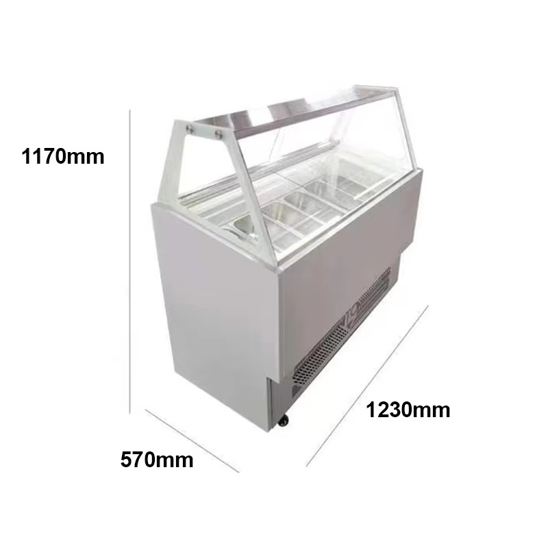 Popular Ice Cream Display Freezer With Stainless Steel Pans Gelato Display Freezer