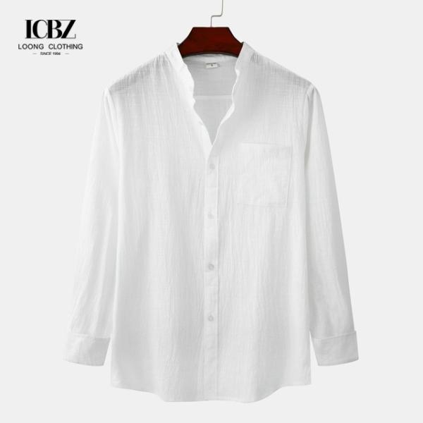 Material respirável de vantagem Camisa de linho de algodão laranja masculina para o clima quente