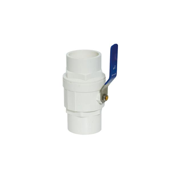Corrosion Resistant Plastic Ball Valve White With Stainless Steel Handle Two Pieces