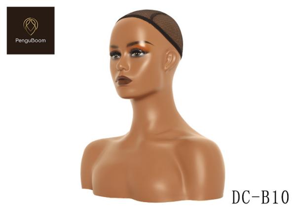 H16.5'' Hat Display Mannequin Head , Pvc Black Female Mannequin Head 