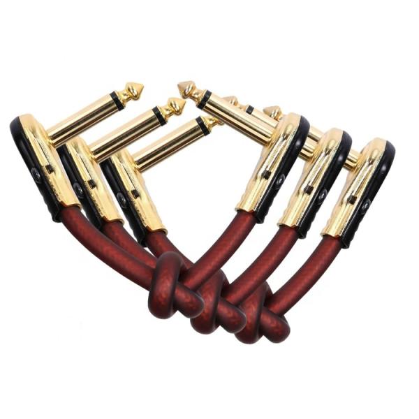1/4 Inch Golden Right Angle Mono TS Jack Instrument Cord Guitar Patch Cable
