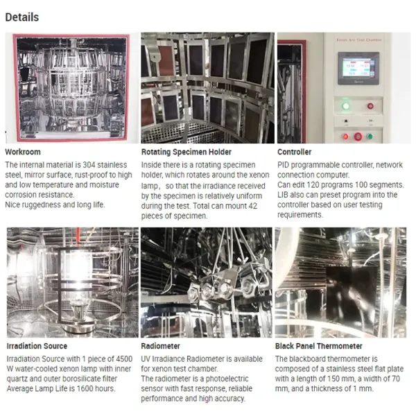 Stainless Steel US304 Xenon Lamp Weathering Test Chamber with Temperature Range -70°C~100°C and Humidity Range 30~98%RH